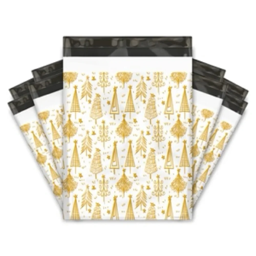 Gold Christmas Tree Poly Mailer’s 10x13 Pack of 25